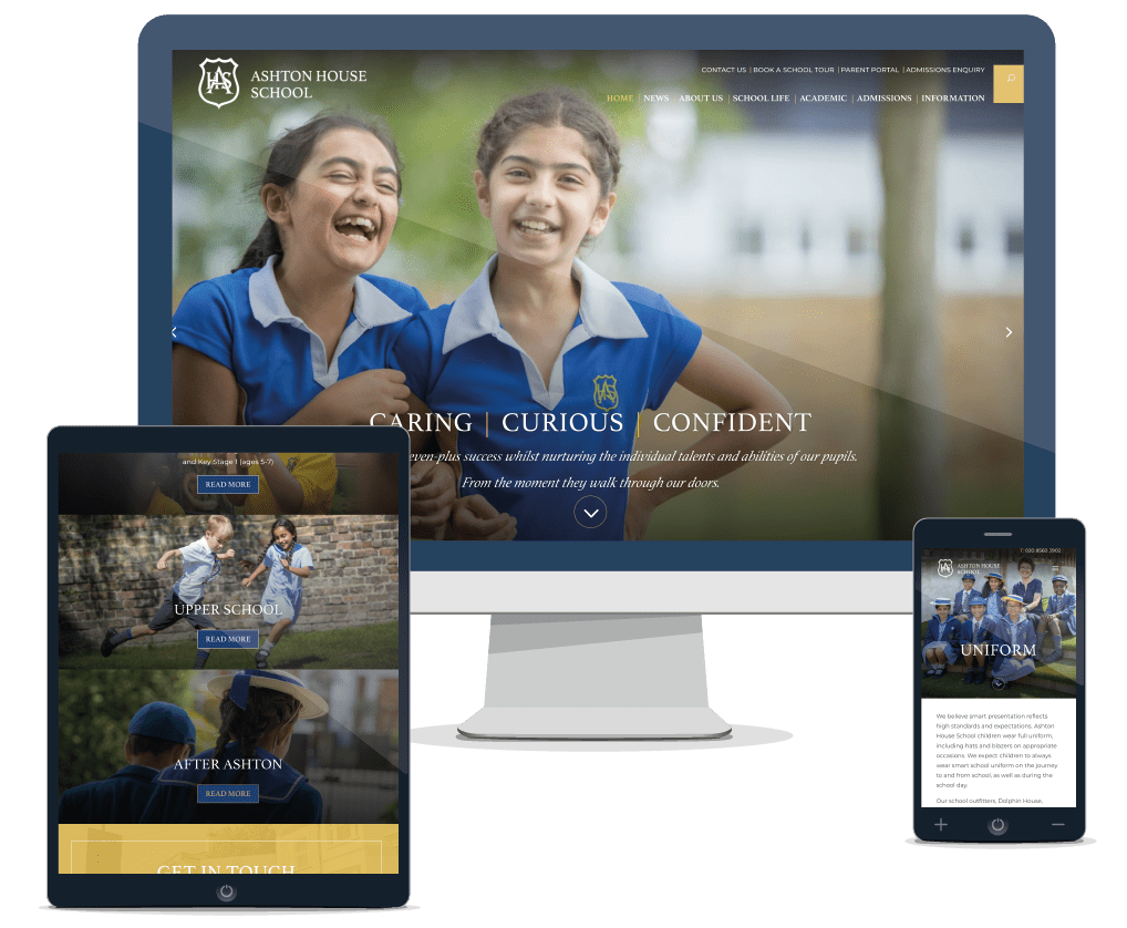 Ashton House mock-up for an example of Schools website designSchool