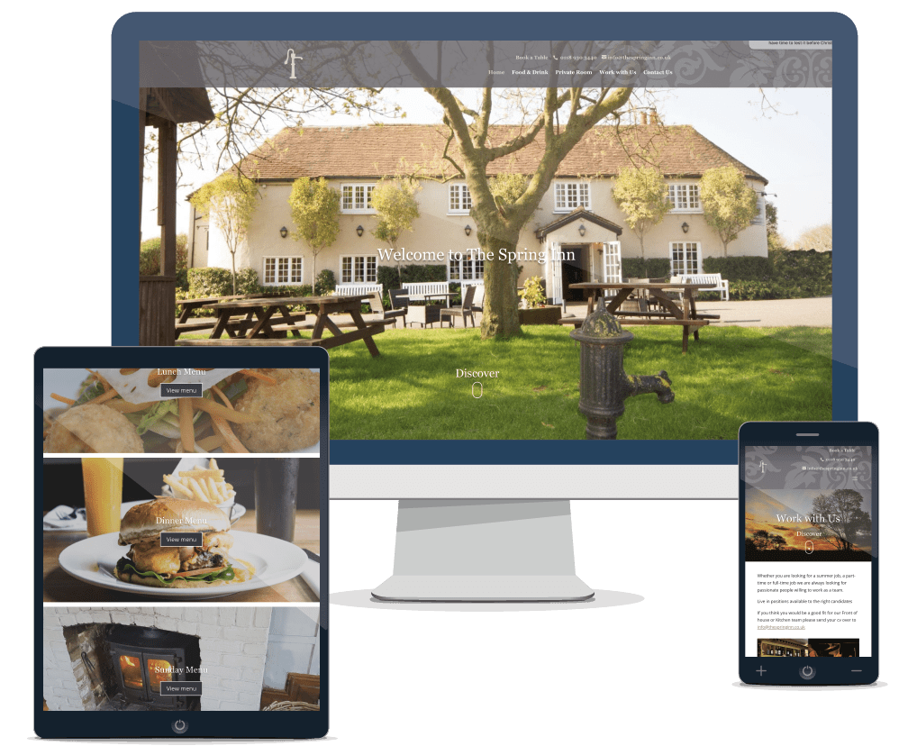 portfolio_websites_the-spring-inn Screenshot of the Spring Inn responsive website design on multiple devices