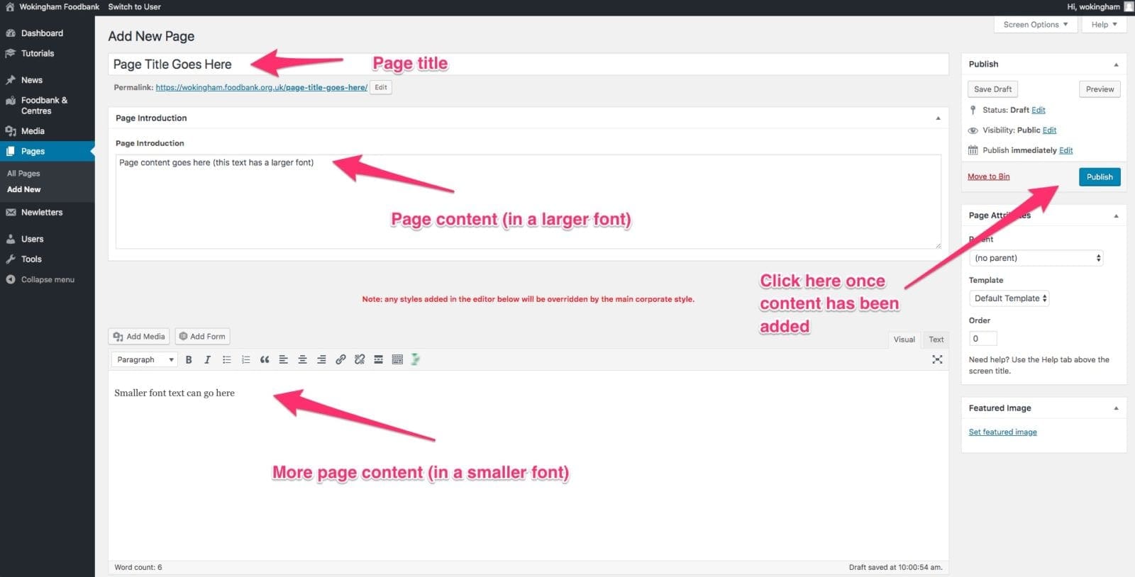 Add new page screenshot