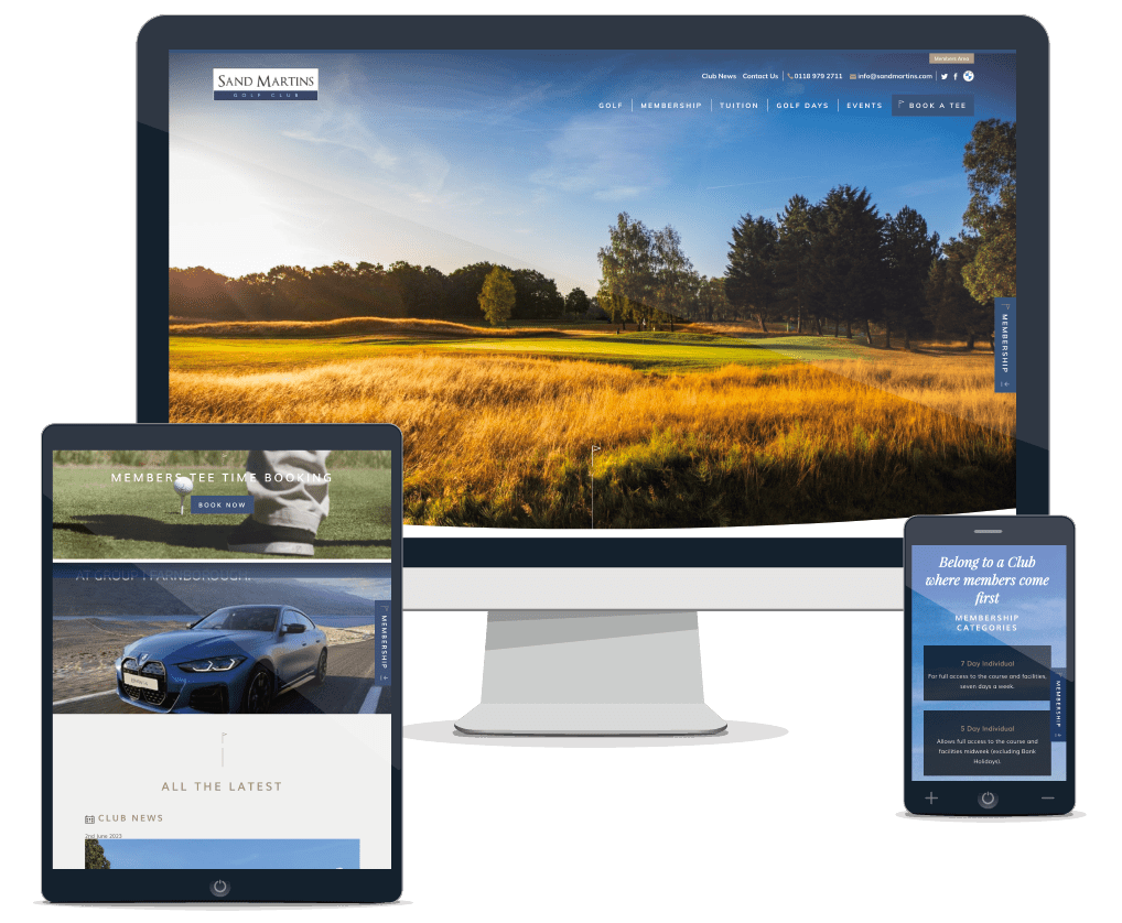 Screenshot of Sand Martins responsive website design on multiple devices