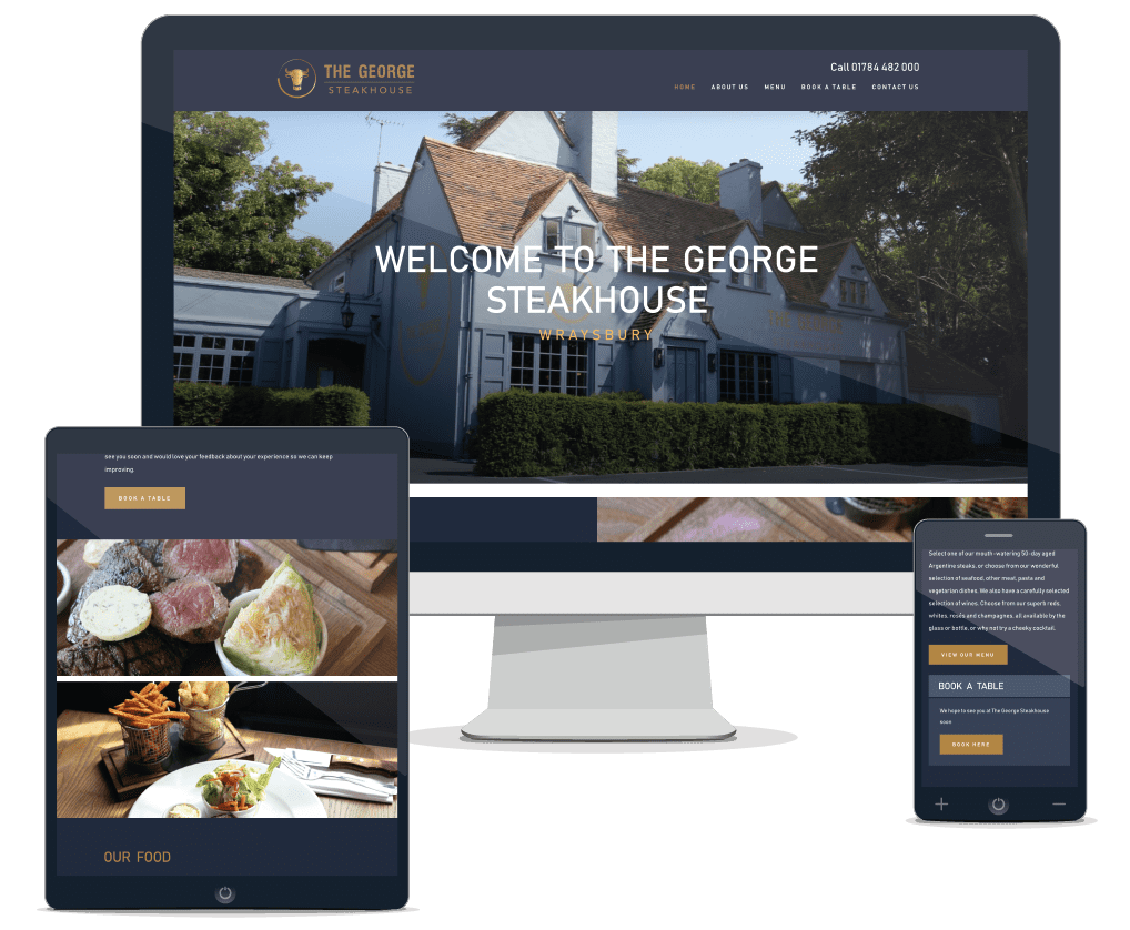 Screenshot of the George Steakhouse responsive website design on multiple devices